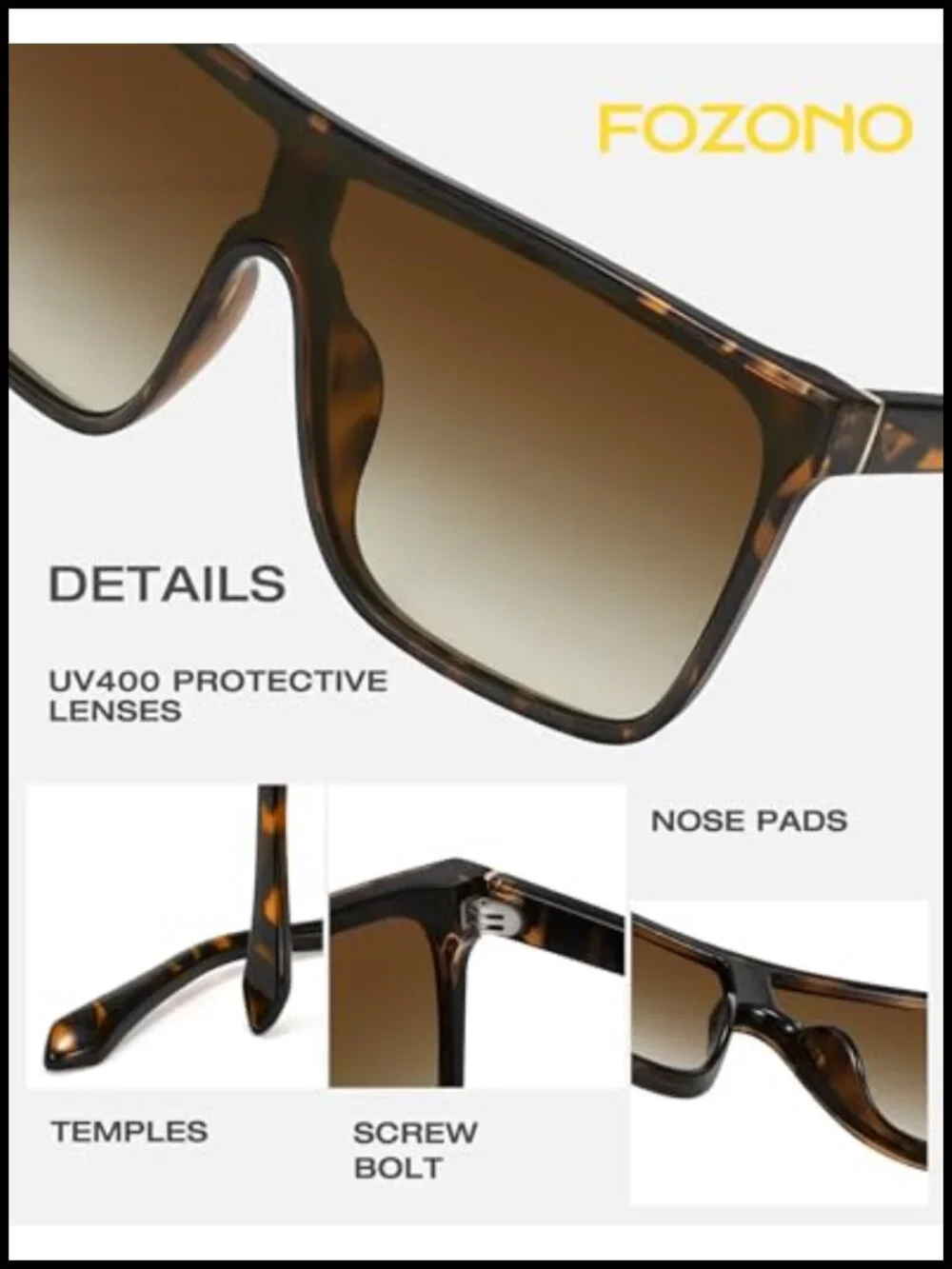 Retro Flat Top Shield Sunglasses UV Protection Oversized Square